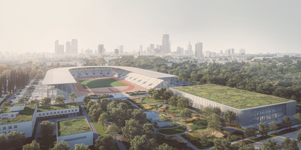 Skra Stadium / Warsaw, Poland <br>Architect: <a target='_blank' href='https://jskarchitekci.pl/'>JSK Architekci</a>